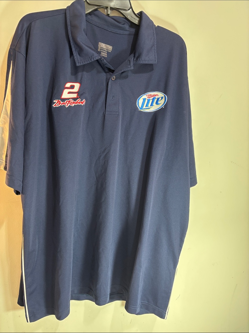 NASCAR Miller LiteNavy Short-Sleeve Polo with Embroidered Logos. 0352